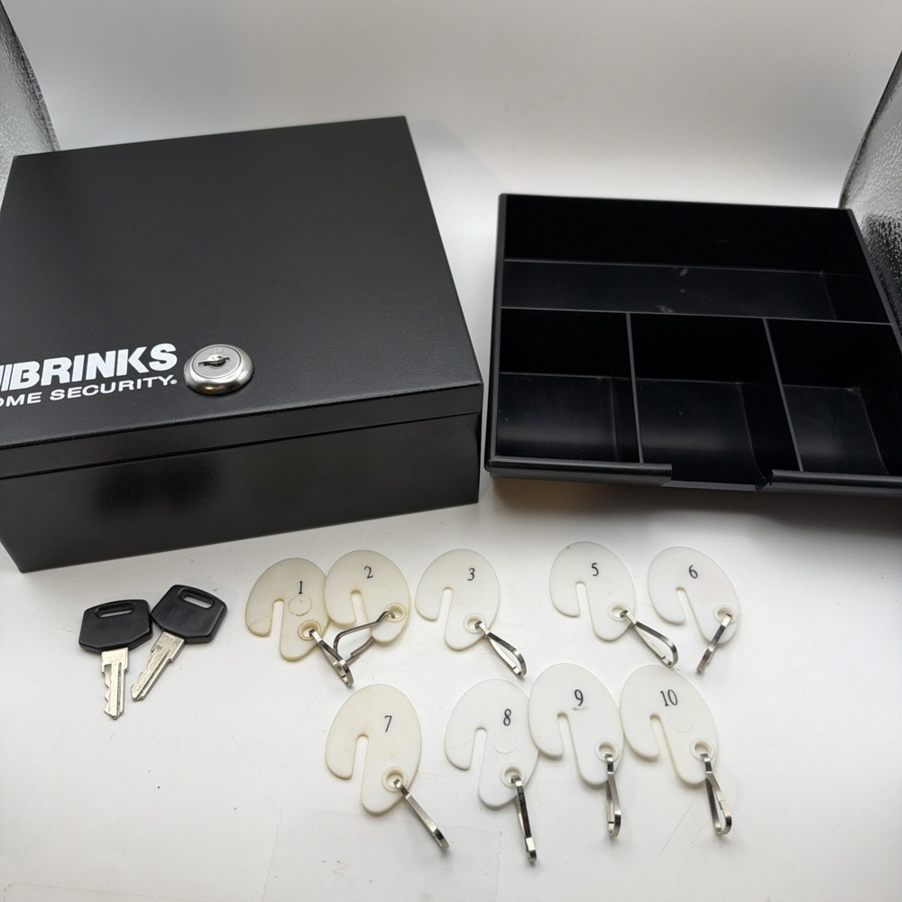 Brinks Home Security Steel Cash & Key Lock Box with 2 Keys & Tags - Missing #4